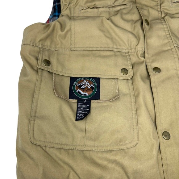 Vintage Mountain Crest Reversible Vest Brown Plaid Hunting Shooting‎ Large - Picture 6 of 10